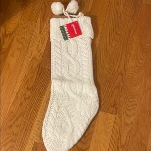 Large Glitz Cream Holiday Stocking 24”